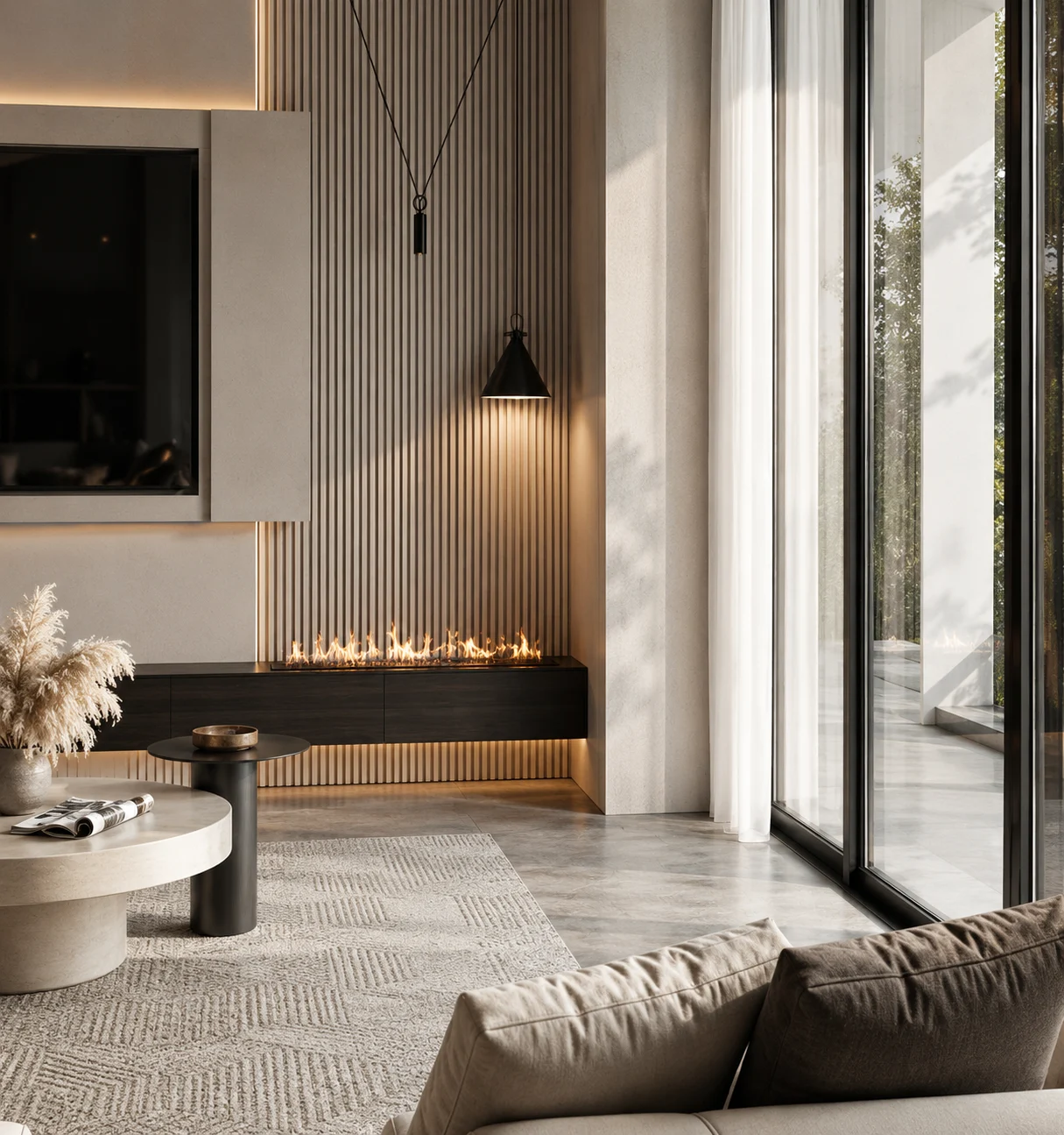 Warm Hearth Interior by HN Architects